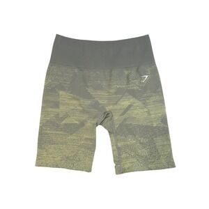 Gymshark Adapt Ombre Seamless Biker Shorts Triangle Taupe Grey Print Medium